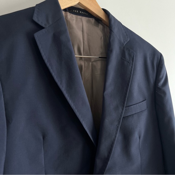 Men’s Two Button Suit Jacket Top Stitched Lapels Ted Baker London Blue Size 42L - Picture 3 of 10